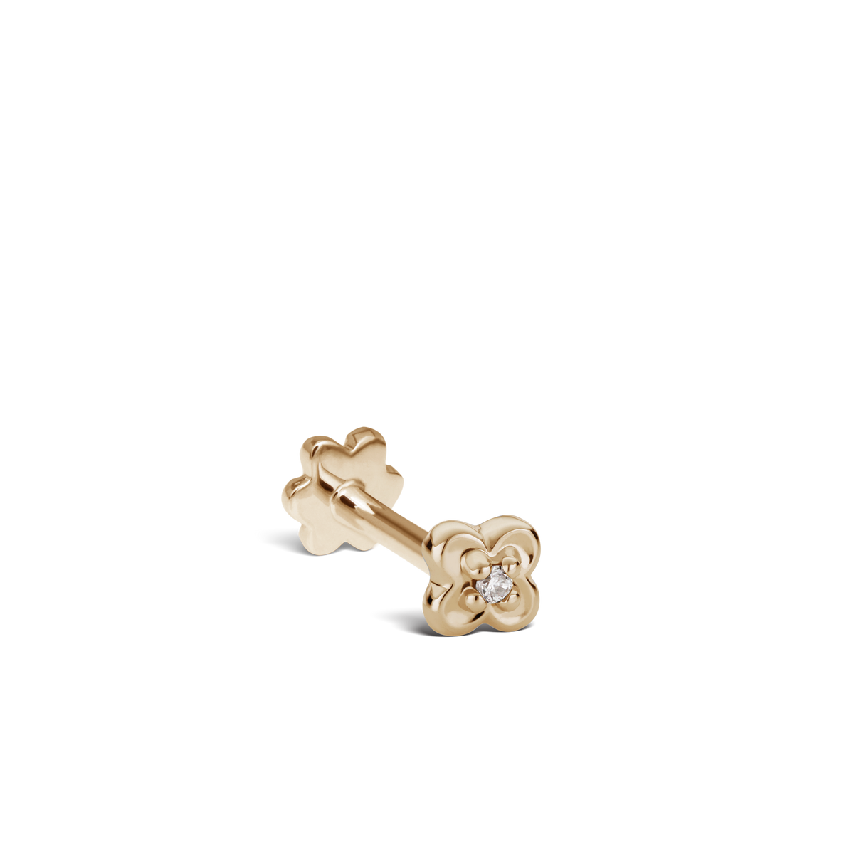 Diamond Lucky Clover Threaded Stud Earring