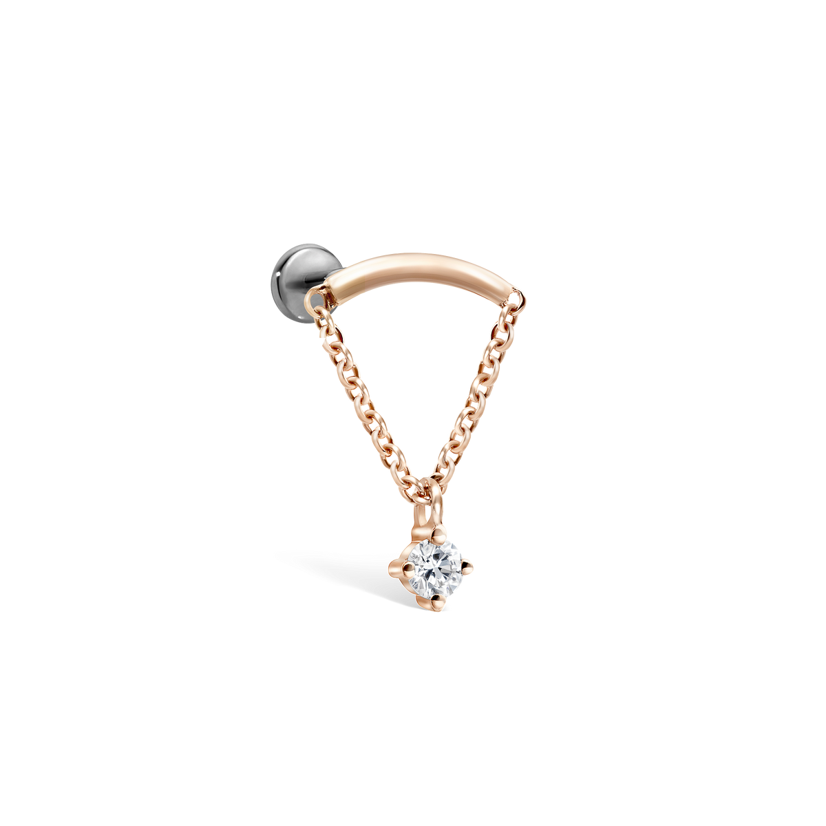 Invisible Set Triangle Diamond Drape Threaded Stud Earring