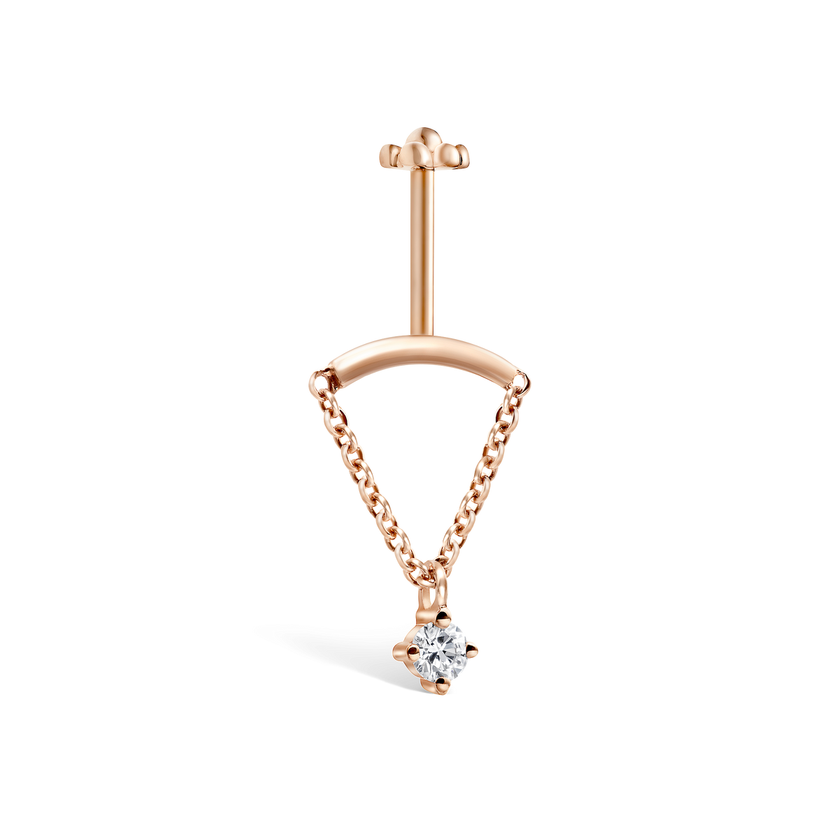 Prong Set Diamond Drape Threaded Stud Earring