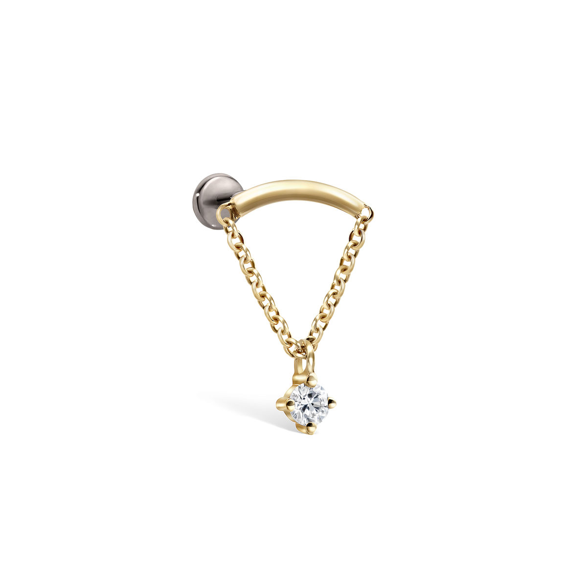 Prong Set Diamond Drape Threaded Stud Earring With Titanium Backing