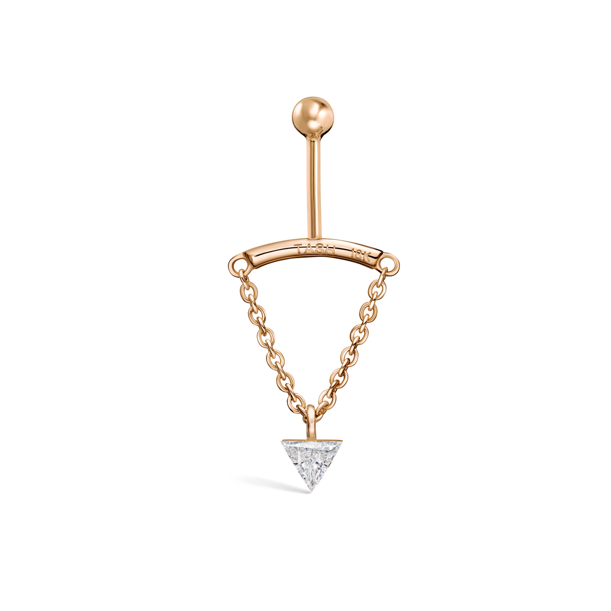 Invisible Set Triangle Diamond Drape Threaded Stud Earring