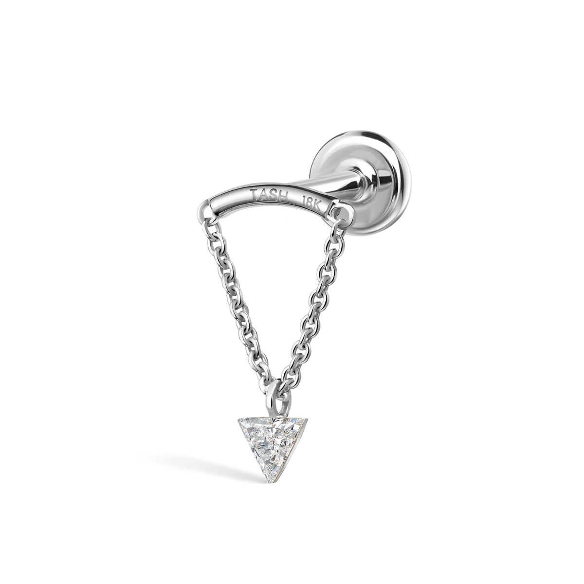Invisible Set Triangle Diamond Drape Threaded Stud Earring