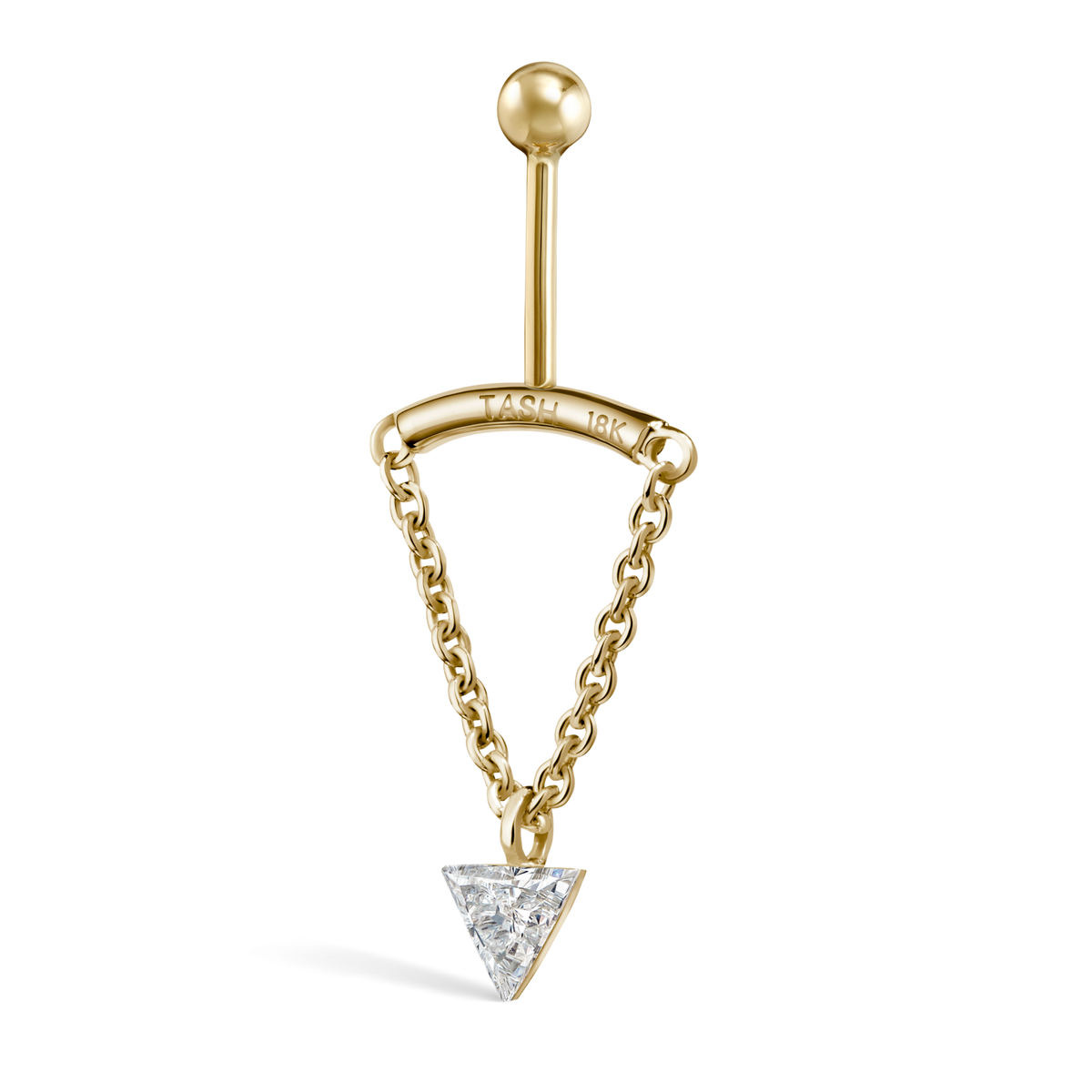 Invisible Set Triangle Diamond Drape Threaded Stud Earring