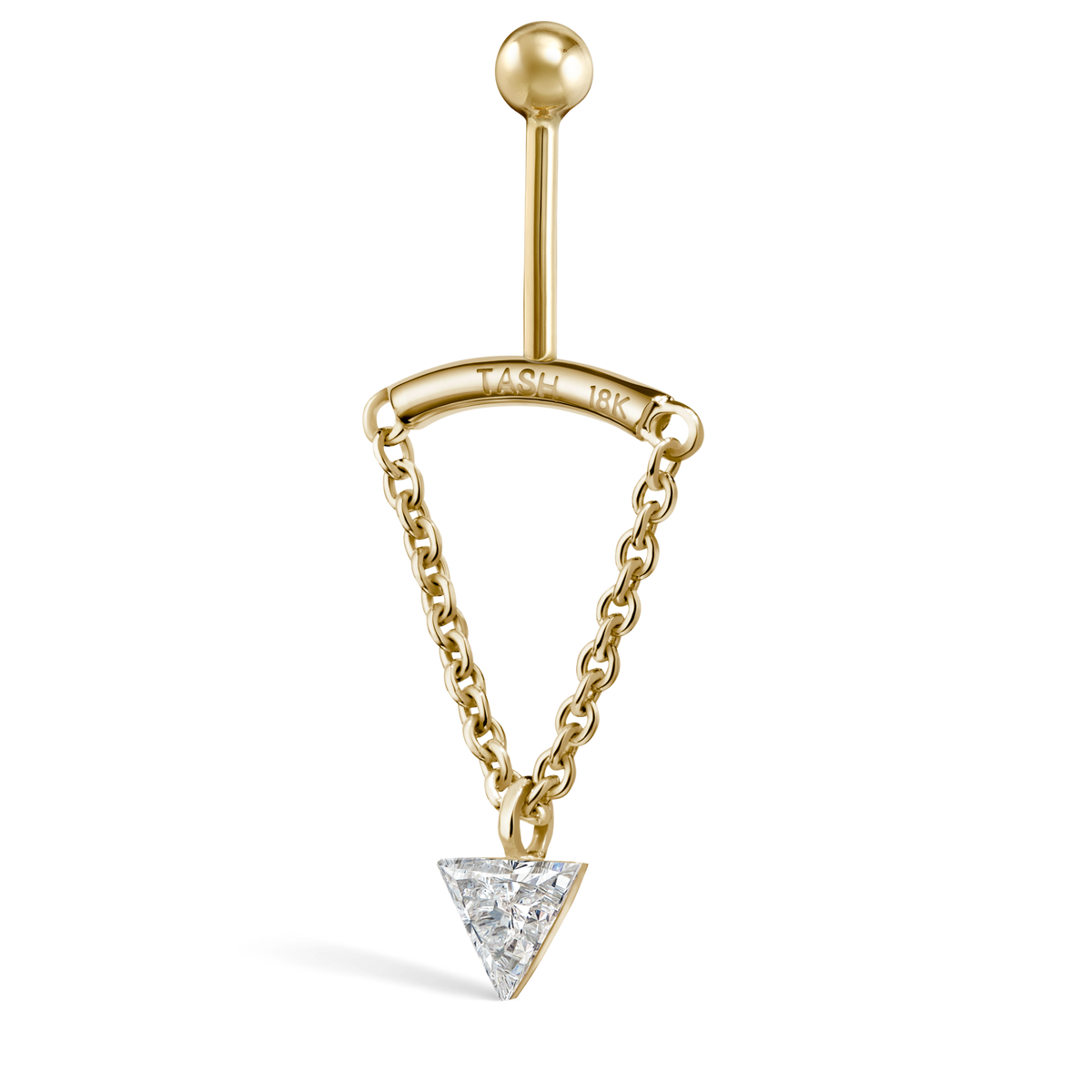 Invisible Set Triangle Diamond Drape Threaded Stud Earring