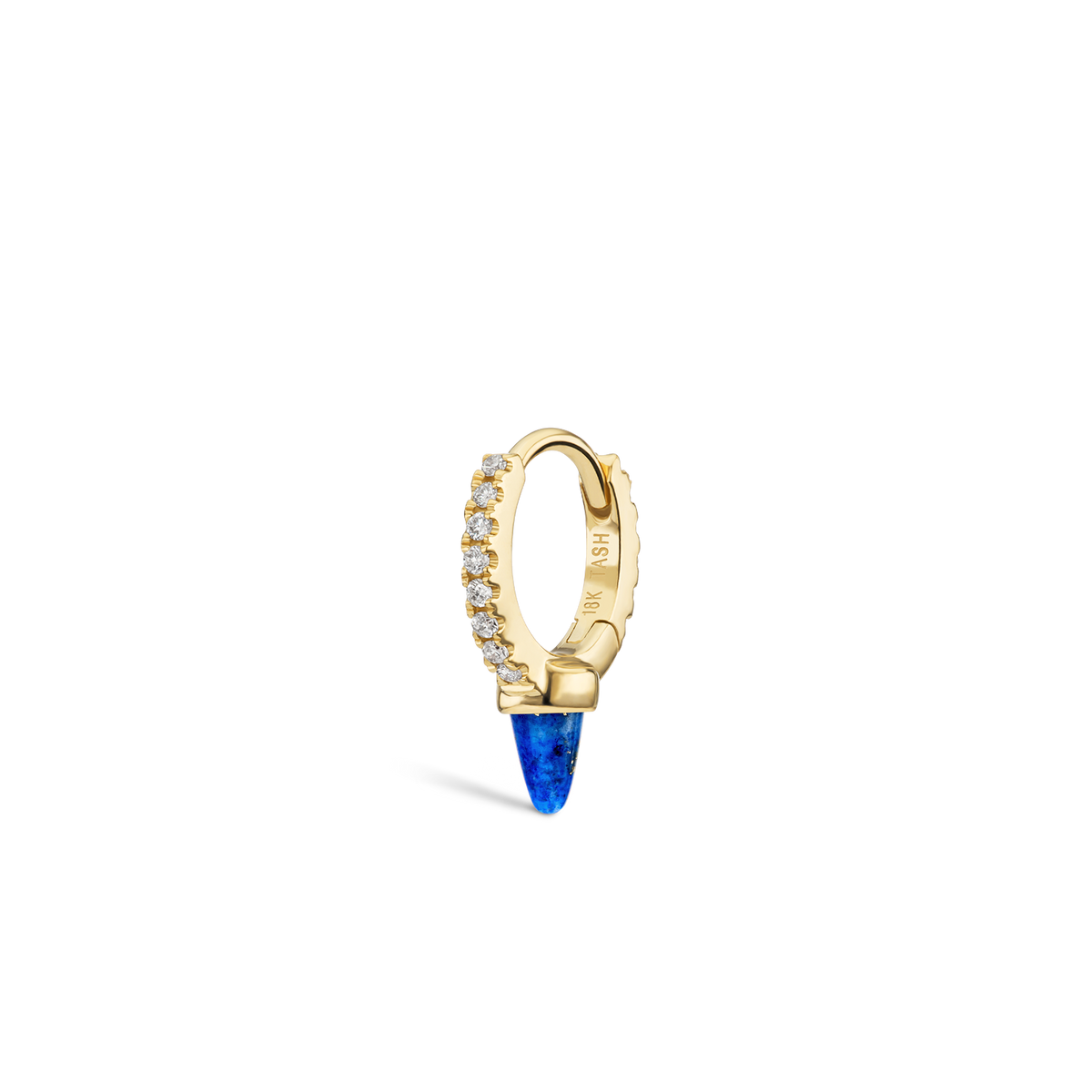 Lapis Single Short Spike Diamond Eternity Hoop Earring