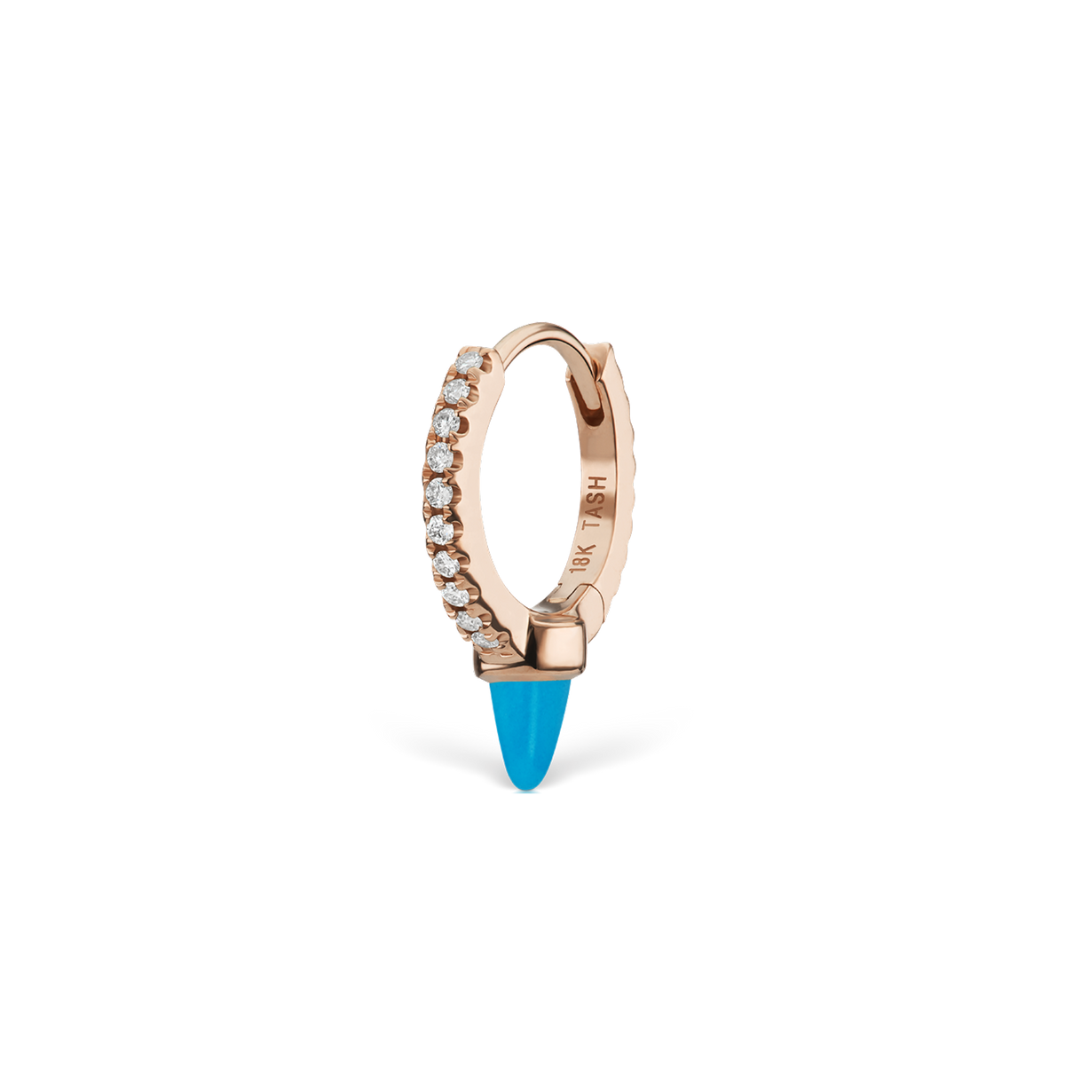 Single Short Turquoise Spike Diamond Eternity Hoop Earring