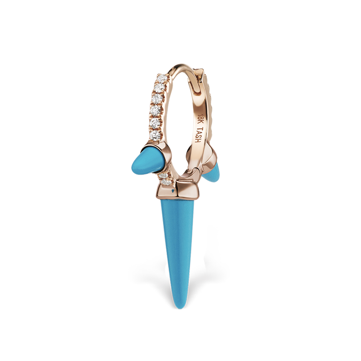 Triple Long Turquoise Spike Diamond Eternity Hoop Earring