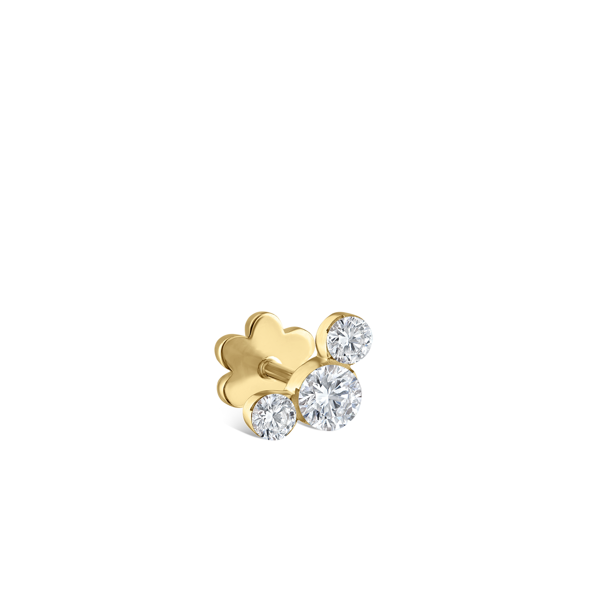 Invisible Set Three Diamond Curve Threaded Stud Earring