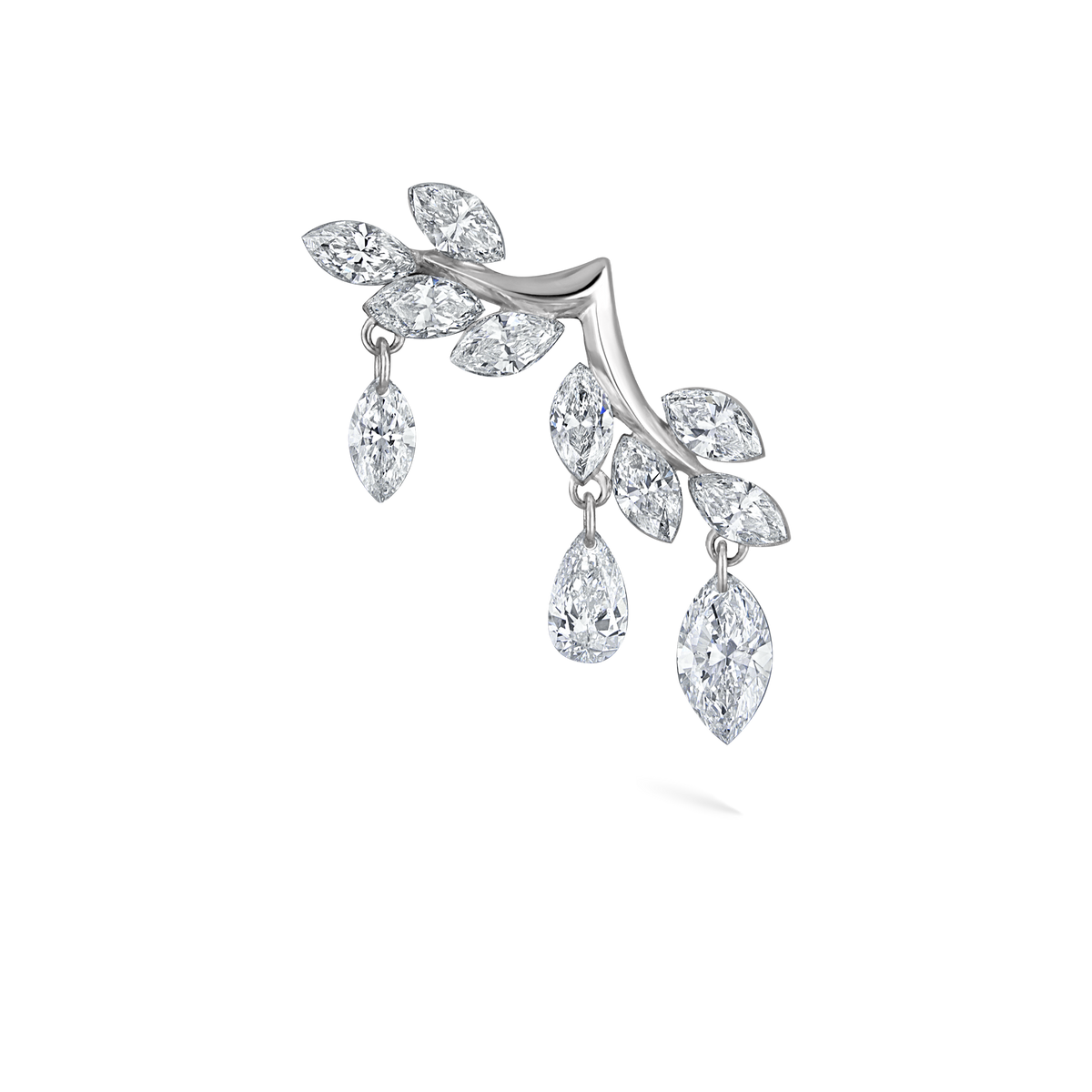 Diamond Vine Garland Threaded Stud Earring