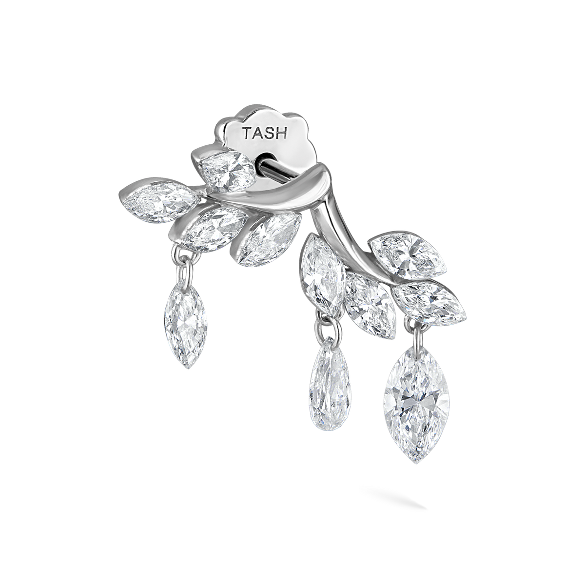 Diamond Vine Garland Threaded Stud Earring