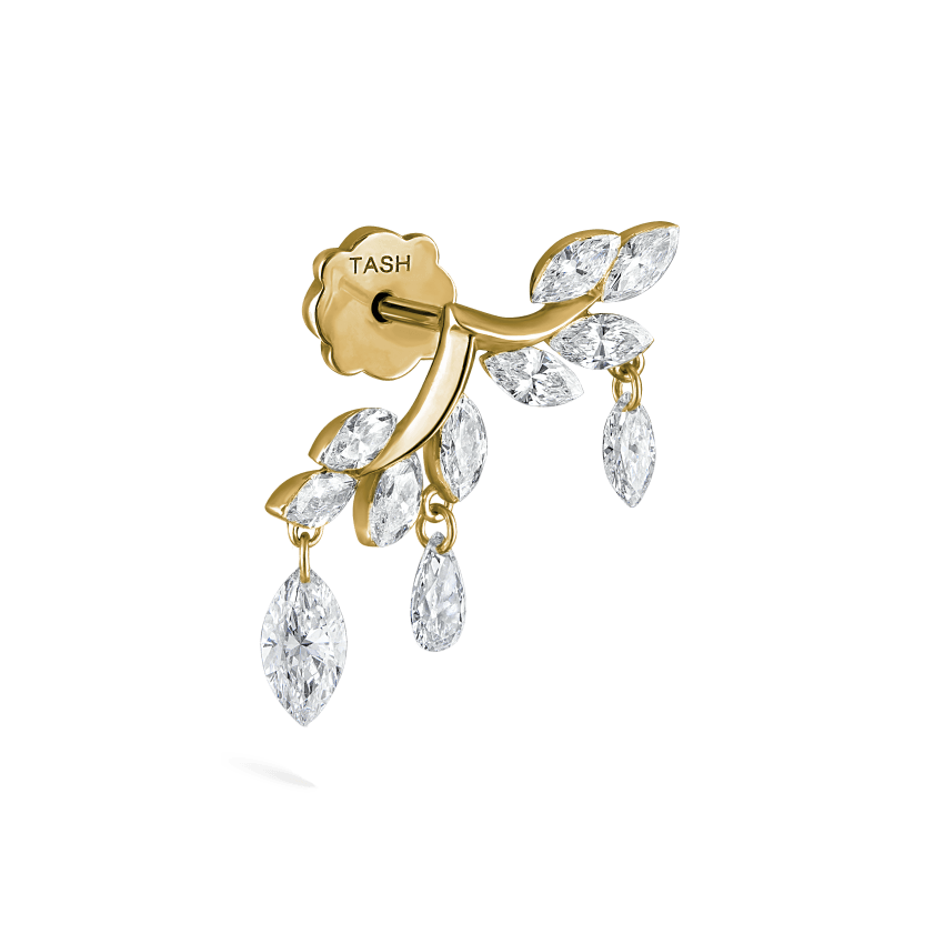 Diamond Vine Garland Threaded Stud Earring