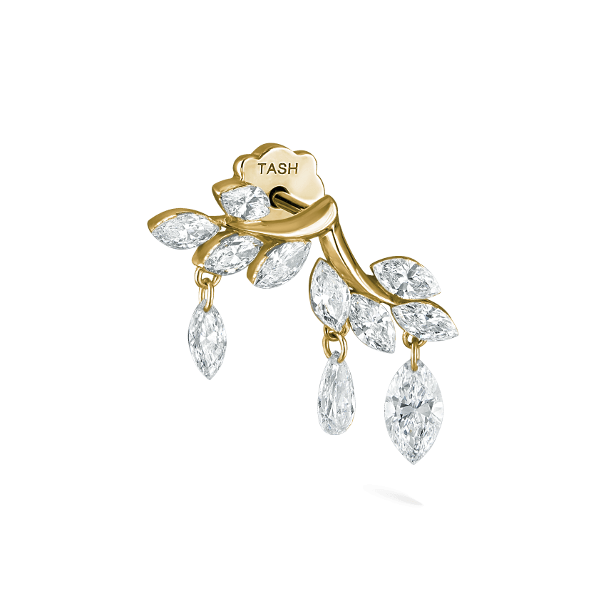 Diamond Vine Garland Threaded Stud Earring