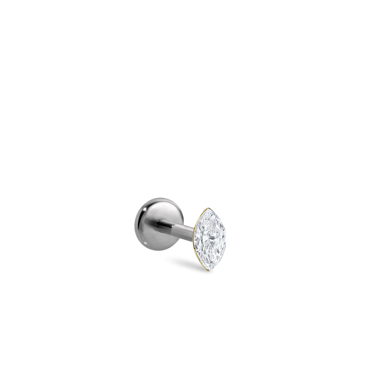 Invisible Set Diamond Marquise Threaded Stud Earring With Titanium Backing