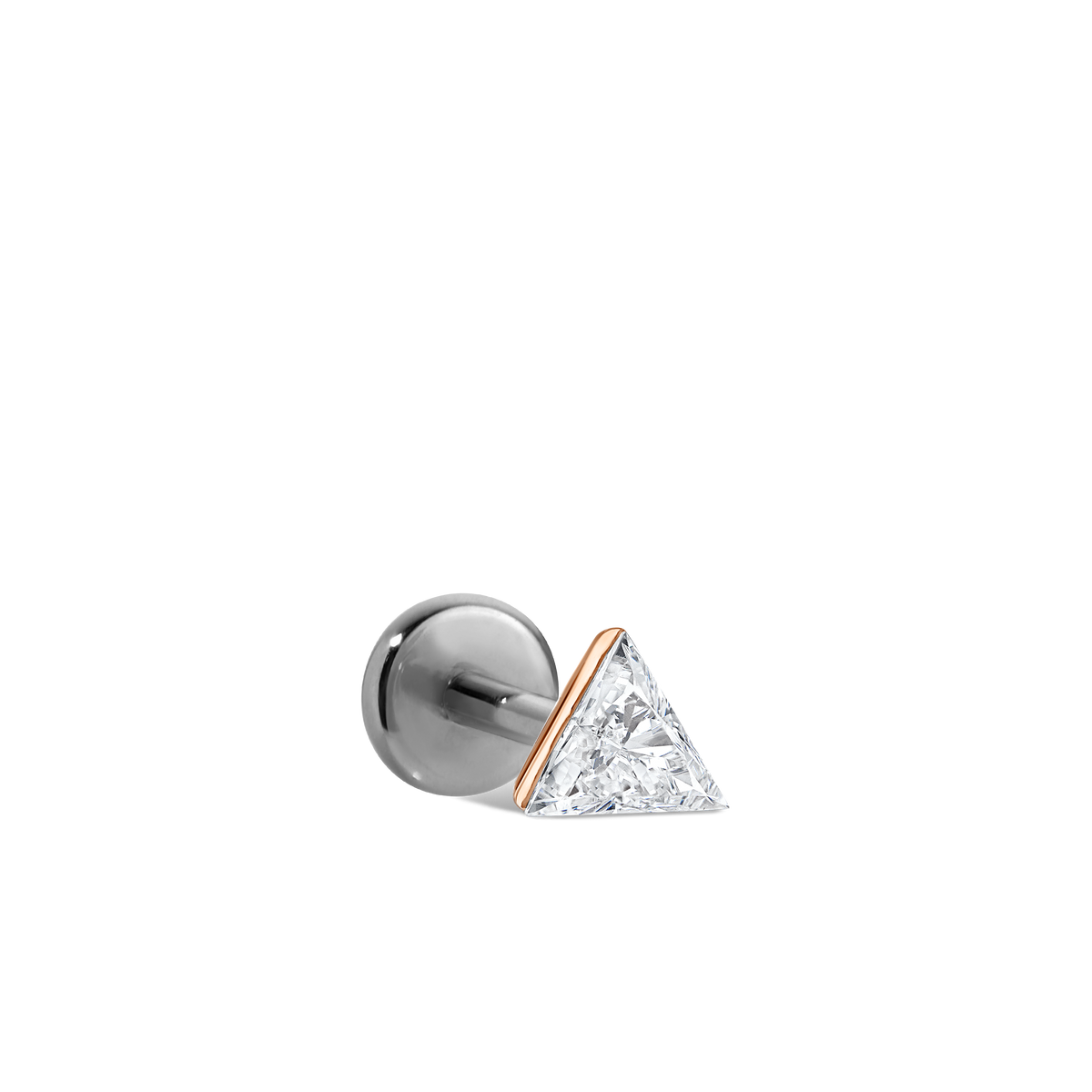 Invisible Set Triangle Diamond Threaded Stud Earring With Titanium Backing