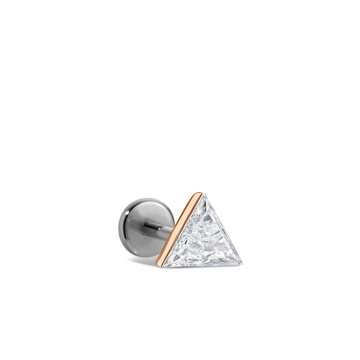 Invisible Set Triangle Diamond Threaded Stud Earring With Titanium Backing