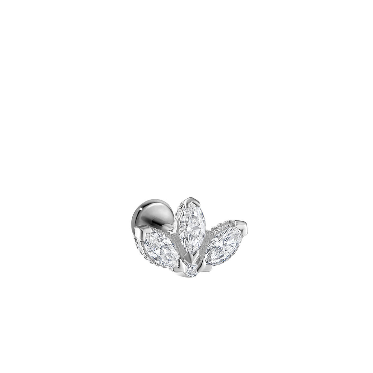 Diamond Engraved Lotus Threaded Stud Earring With Titanium Backing