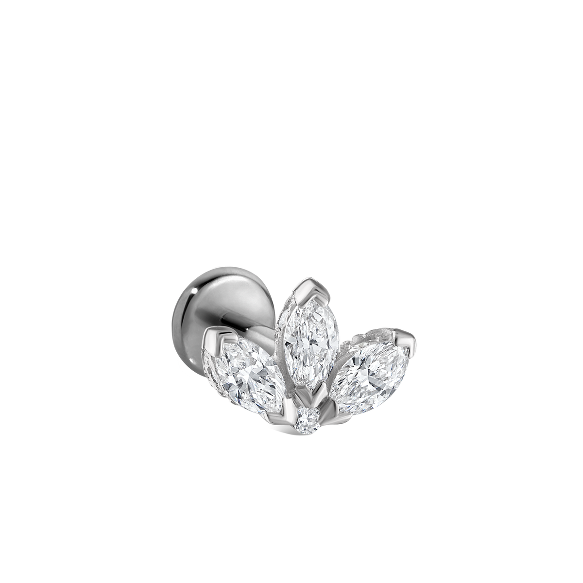 Diamond Engraved Lotus Threaded Stud Earring With Titanium Backing