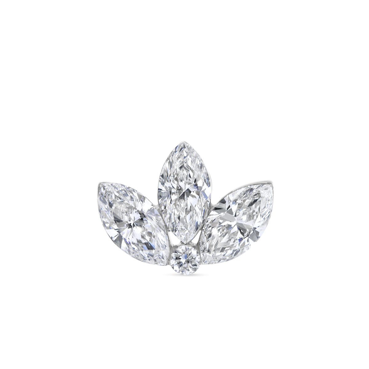 Invisible Diamond Lotus Threaded Stud Earring With Titanium Backing