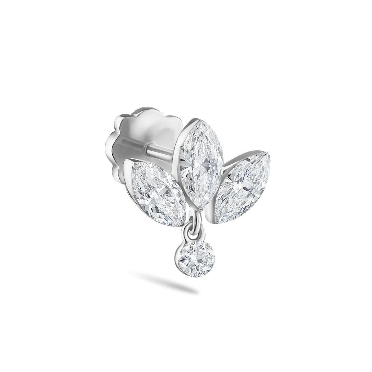 Invisible Diamond Lotus with Dangle Threaded Stud Earring
