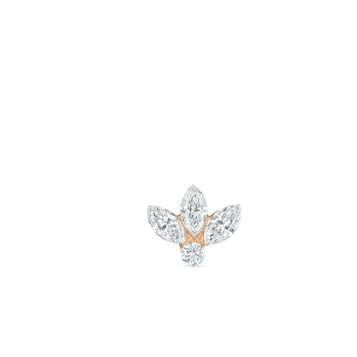 Invisible Diamond Lotus Threaded Stud Earring With Titanium Backing