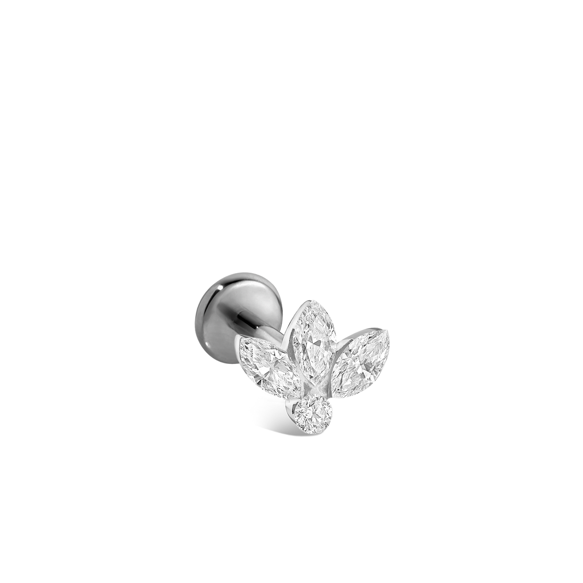 Invisible Diamond Lotus Threaded Stud Earring With Titanium Backing