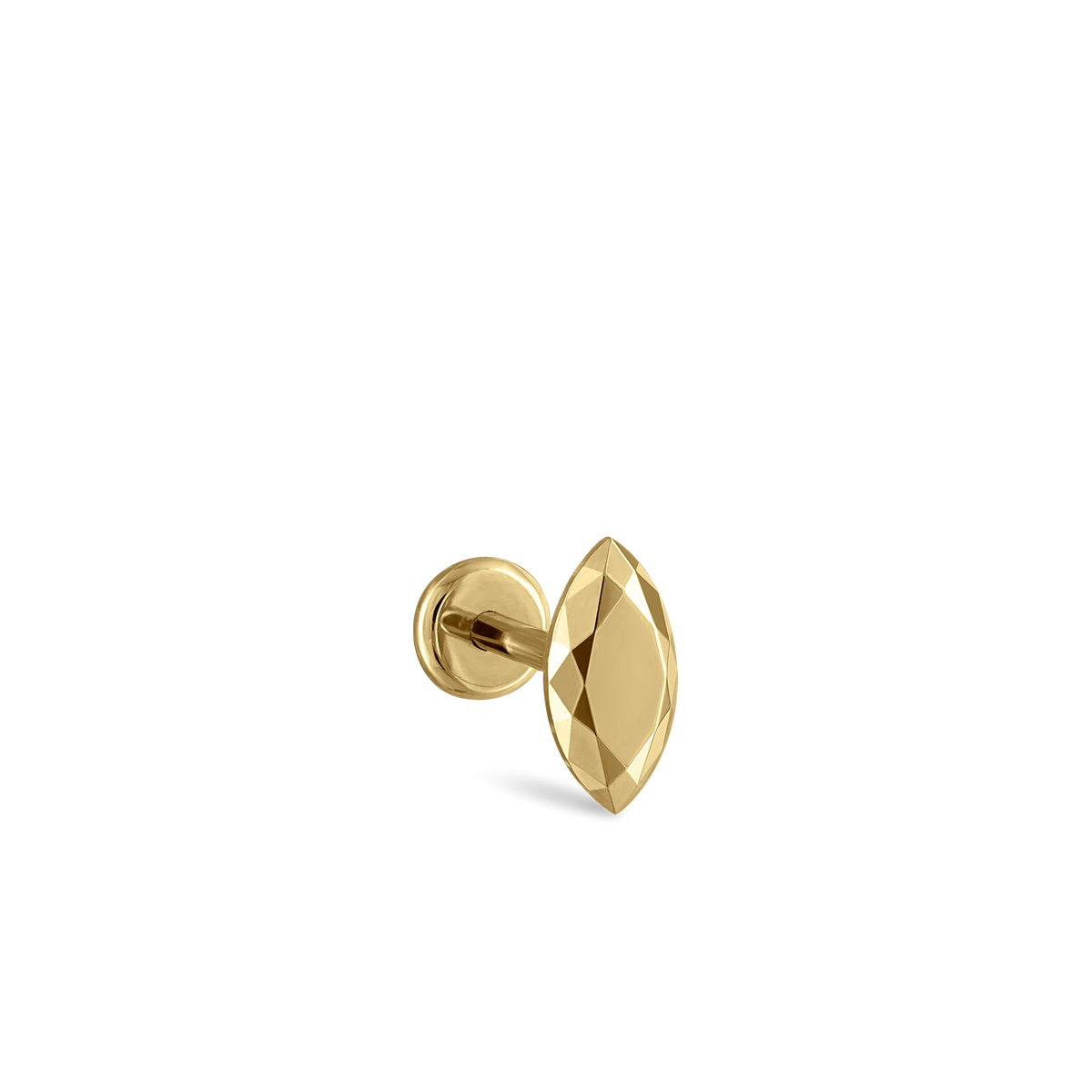 Faceted Gold Marquise Threaded Stud Earring