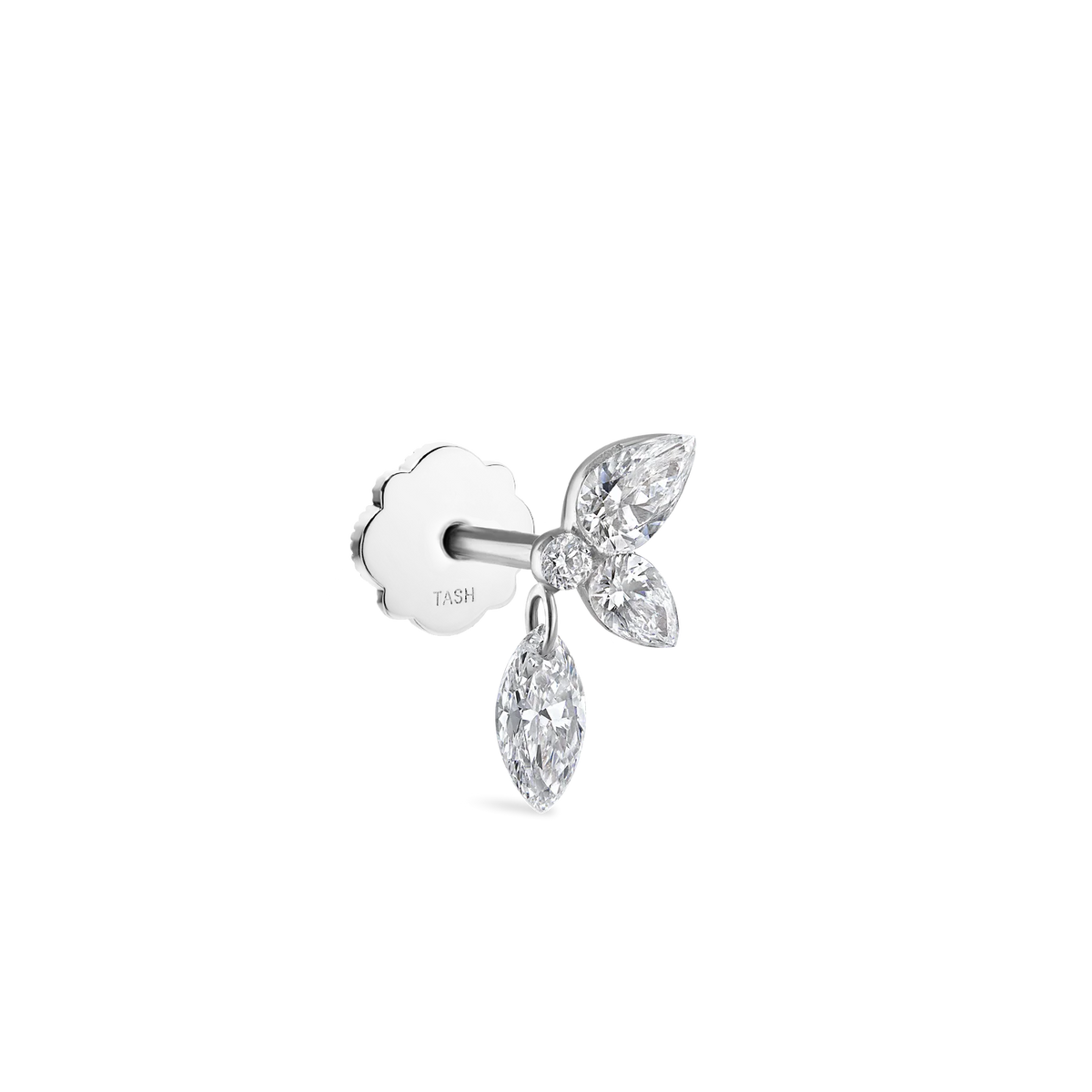 Marquise Pear Diamond Echo Threaded Stud Earring