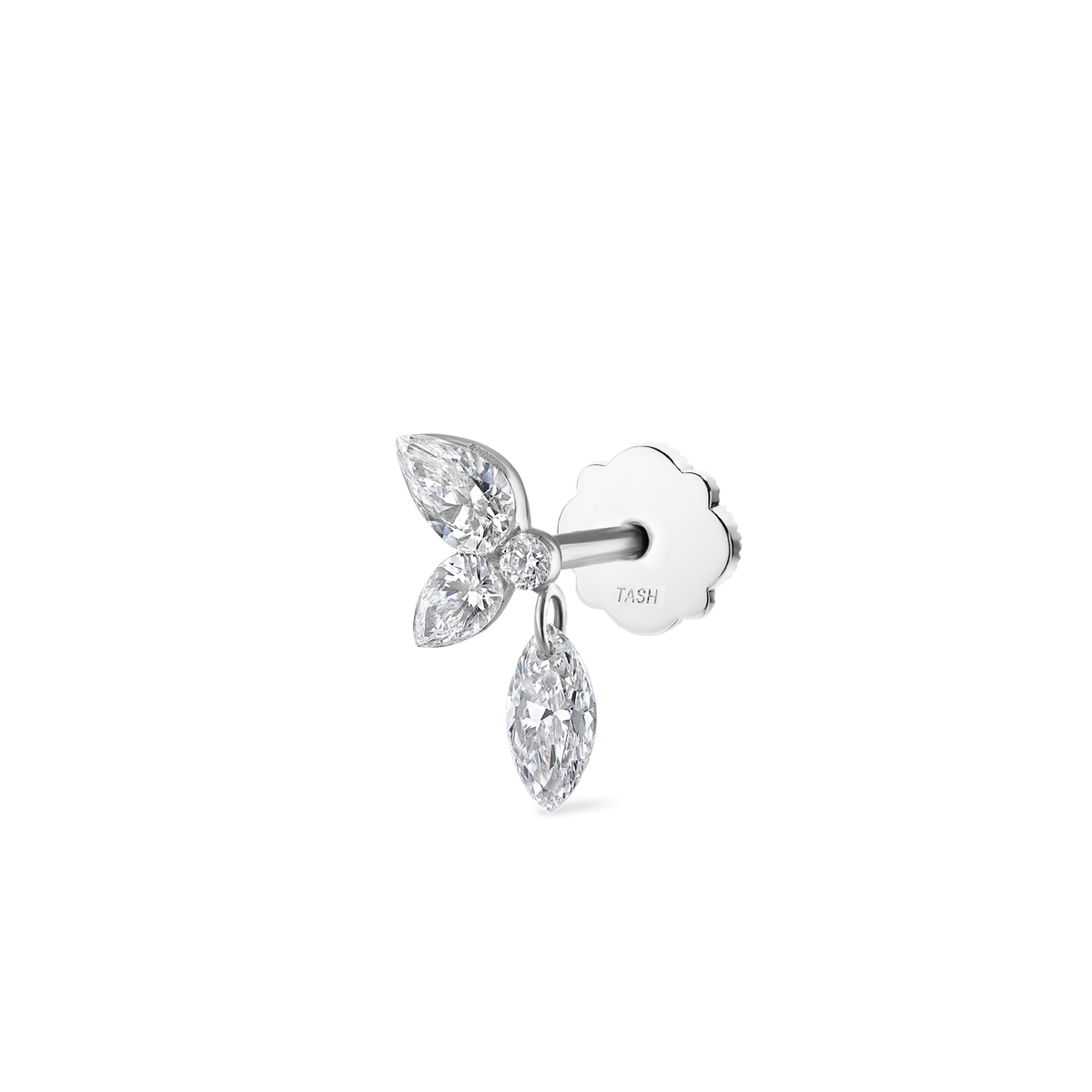 Marquise Pear Diamond Echo Threaded Stud Earring