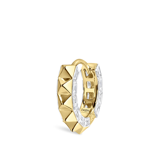 2.5mm Pyramid and Baguette Diamond Eternity Hoop Earring