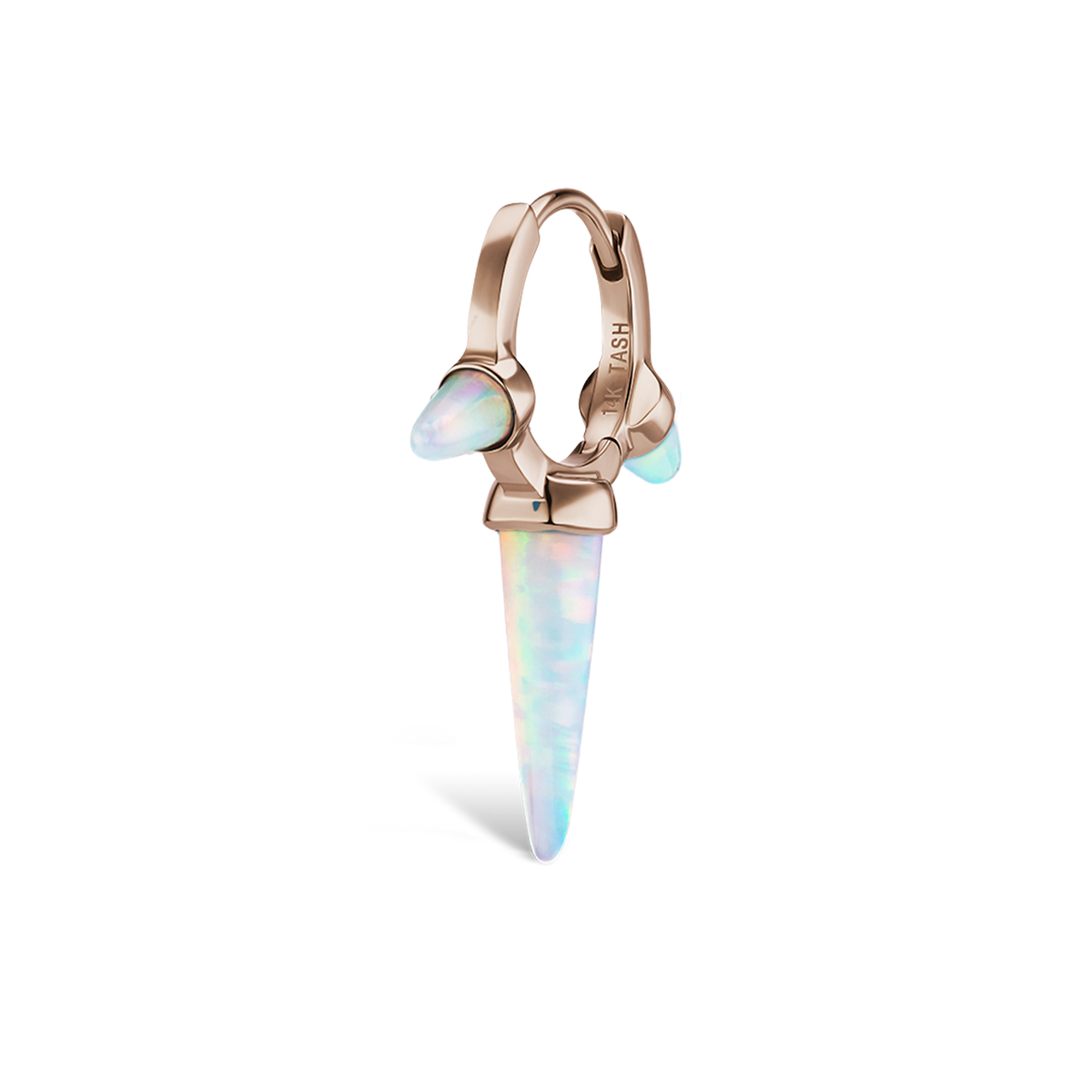 Triple Long Opal Spike Hoop Earring