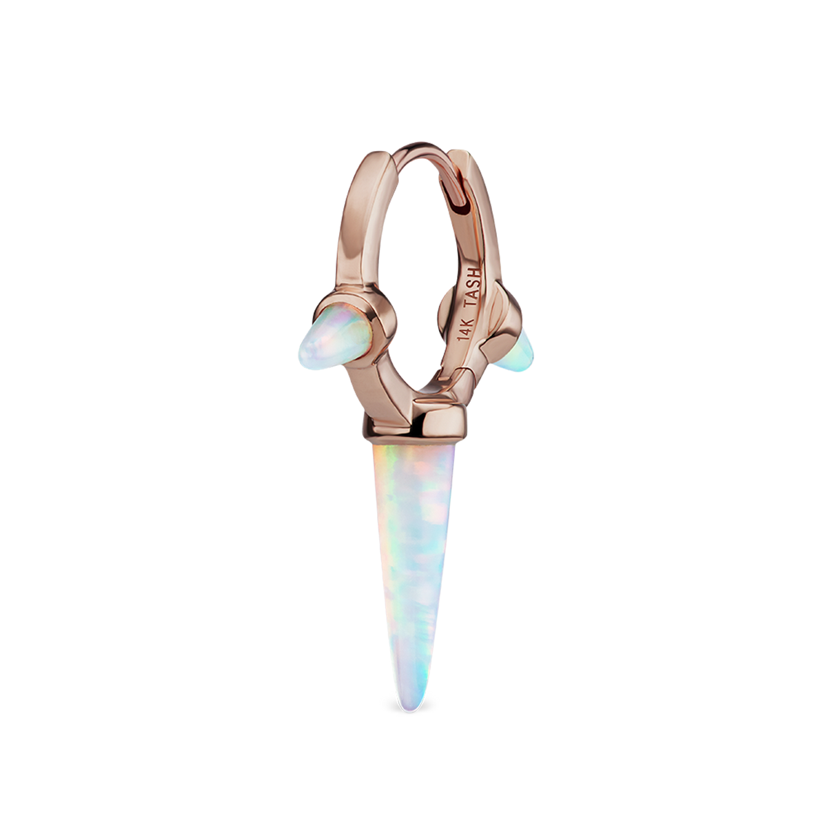 Triple Long Opal Spike Hoop Earring
