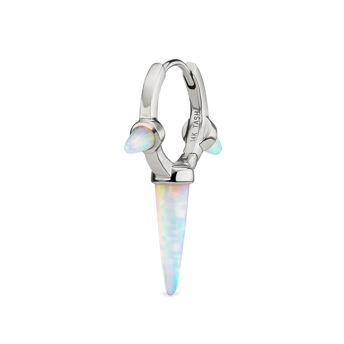 Triple Long Opal Spike Hoop Earring