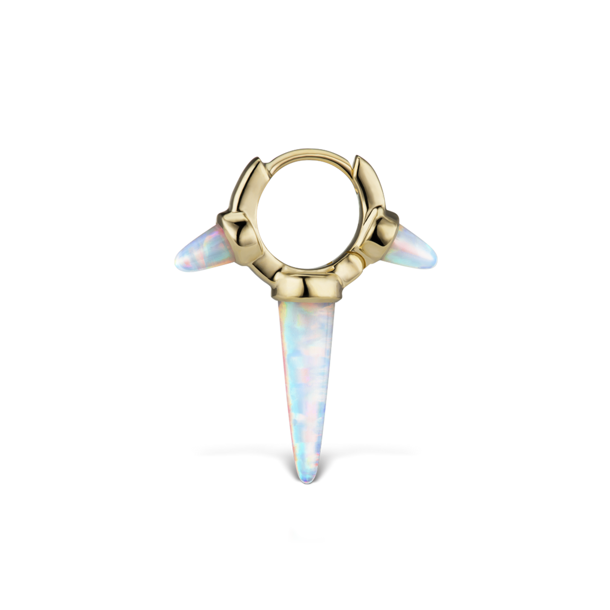 Triple Long Opal Spike Hoop Earring
