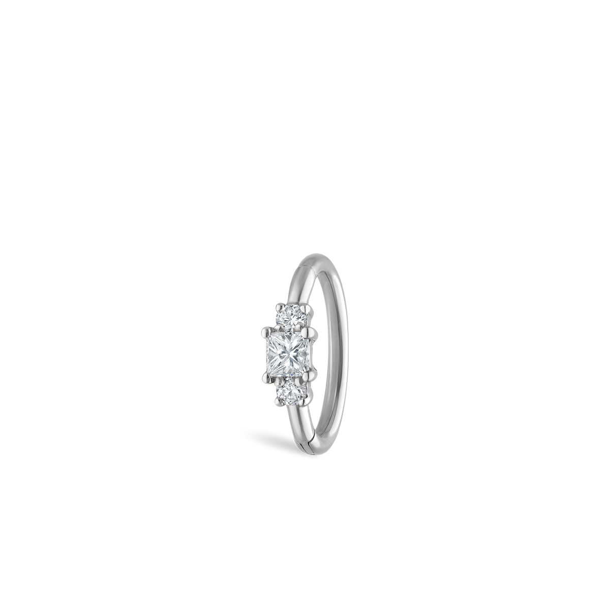 2mm Diamond Princess Hoop Earring