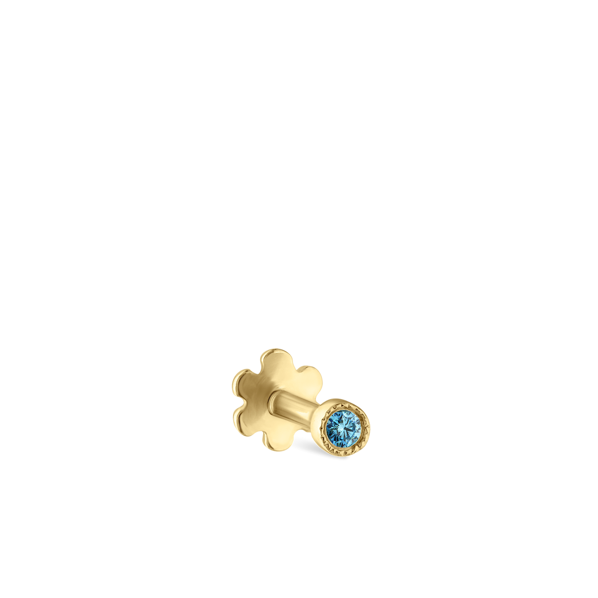 Scallop Set Light Blue Diamond Threaded Stud Earring