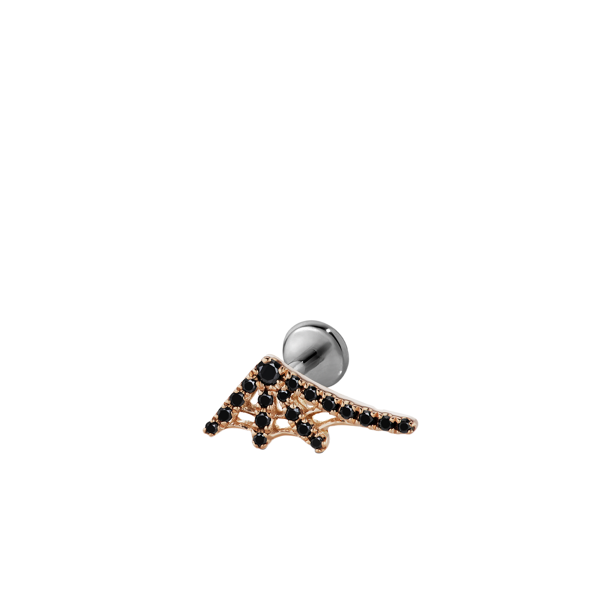 Black Diamond Web Threaded Stud Earring With Titanium Backing