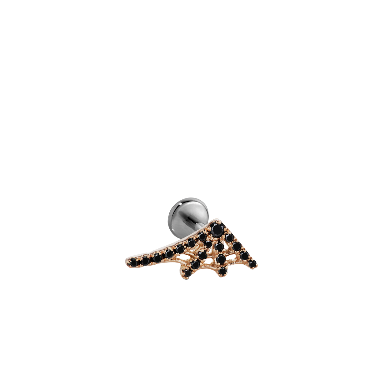 Black Diamond Web Threaded Stud Earring With Titanium Backing