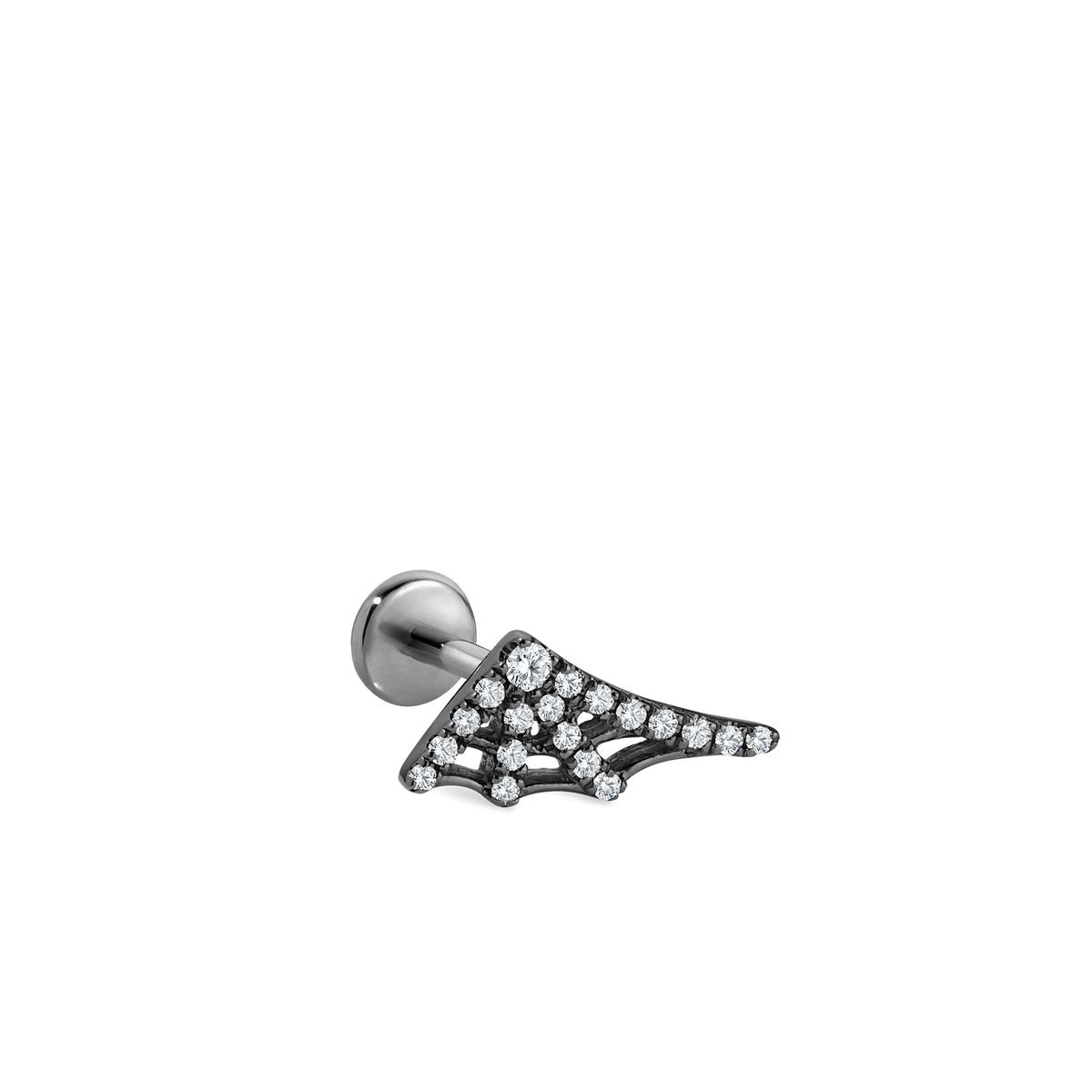 Diamond Web Threaded Stud Earring With Titanium Backing