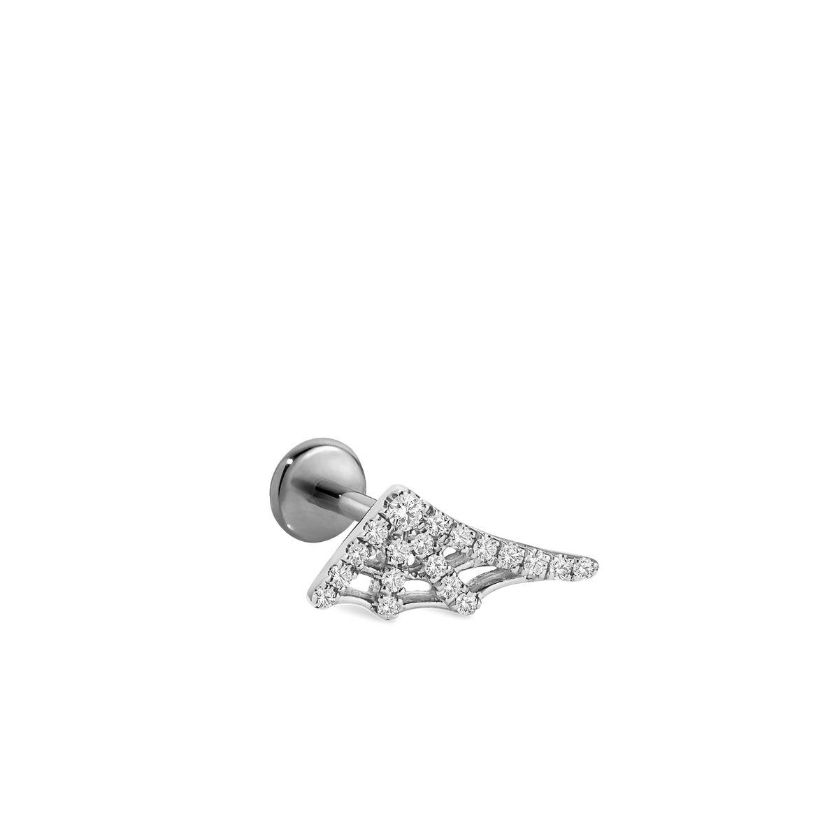 Diamond Web Threaded Stud Earring With Titanium Backing