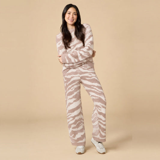 Zebra Marshmallow Crew Neck with Long Pant