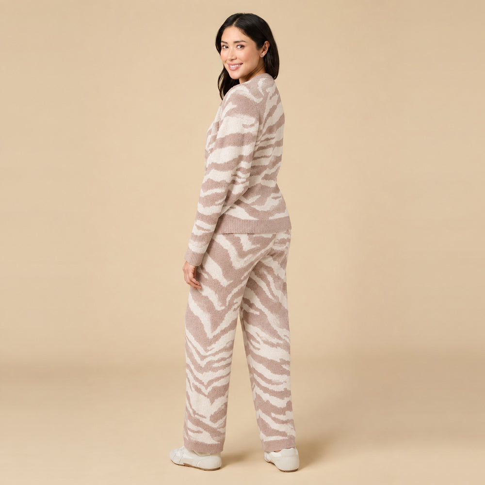 Zebra Marshmallow Crew Neck with Long Pant
