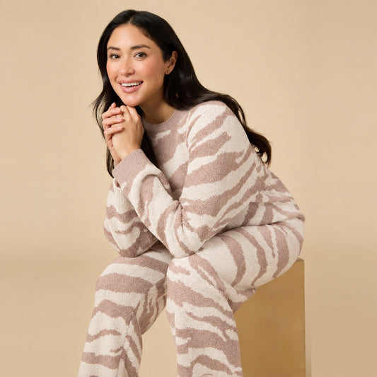 Zebra Marshmallow Crew Neck with Long Pant