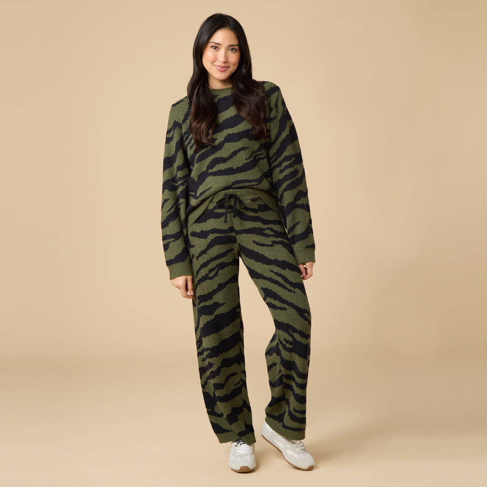 Zebra Marshmallow Crew Neck with Long Pant