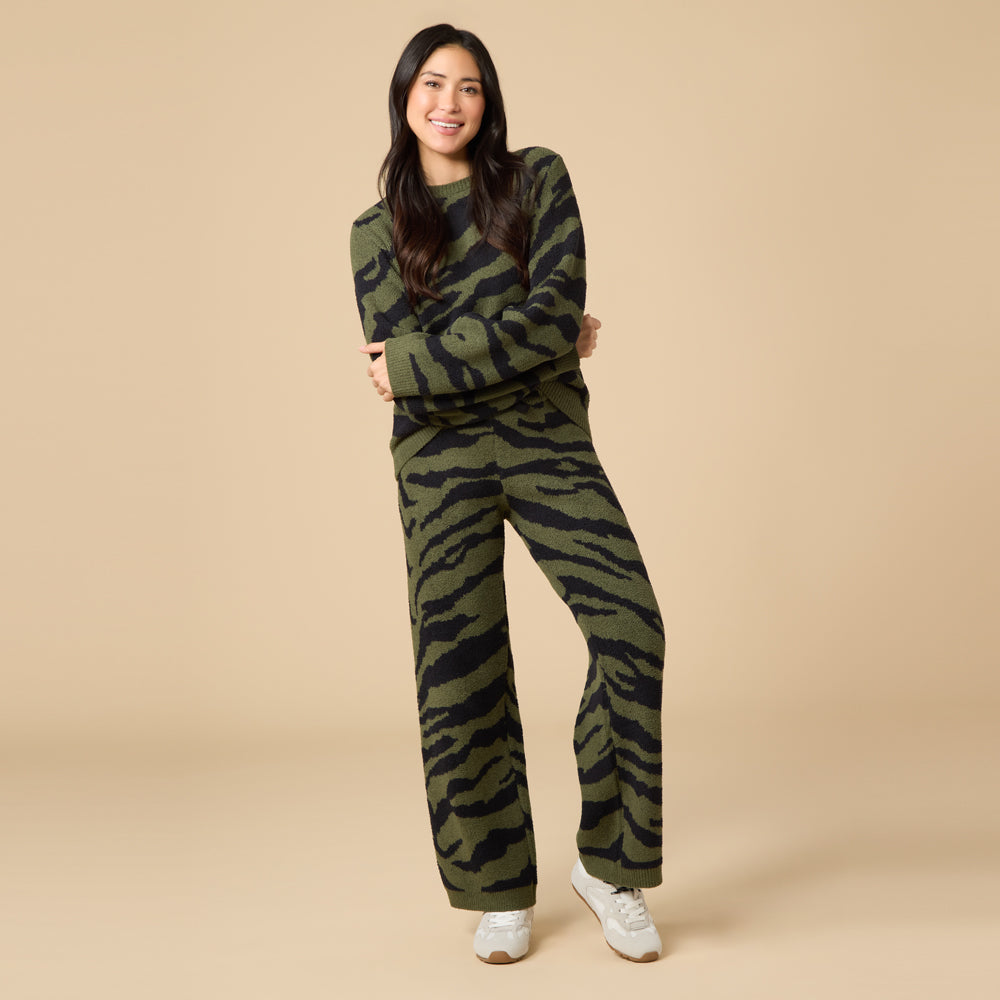 Zebra Marshmallow Crew Neck with Long Pant