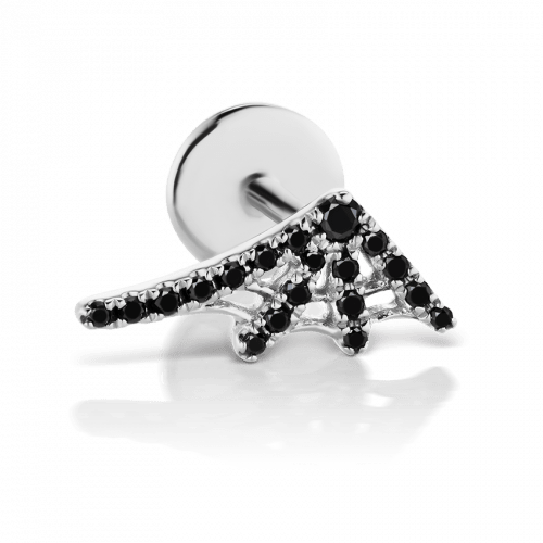 Black Diamond Web Threaded Stud Earring With Titanium Backing