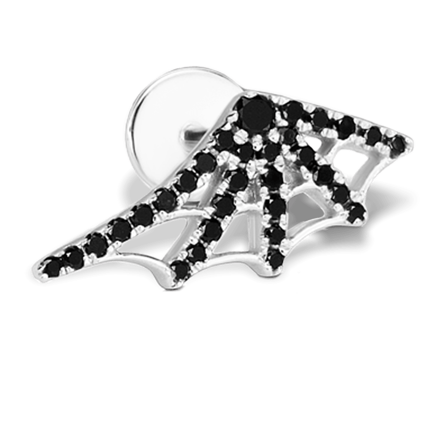 Black Diamond Web Threaded Stud Earring With Titanium Backing