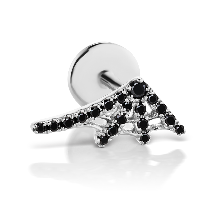 Black Diamond Web Threaded Stud Earring With Titanium Backing