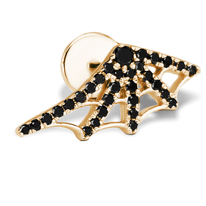 Black Diamond Web Threaded Stud Earring With Titanium Backing