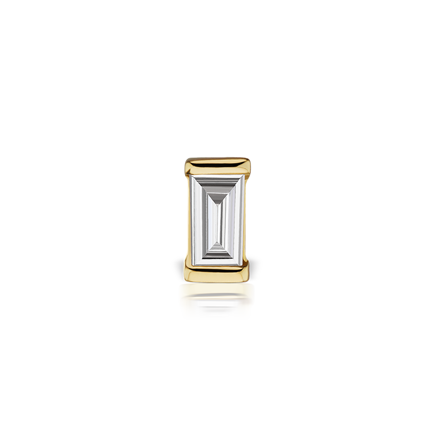 Diamond Baguette Threaded Stud Earring With Titanium Backing