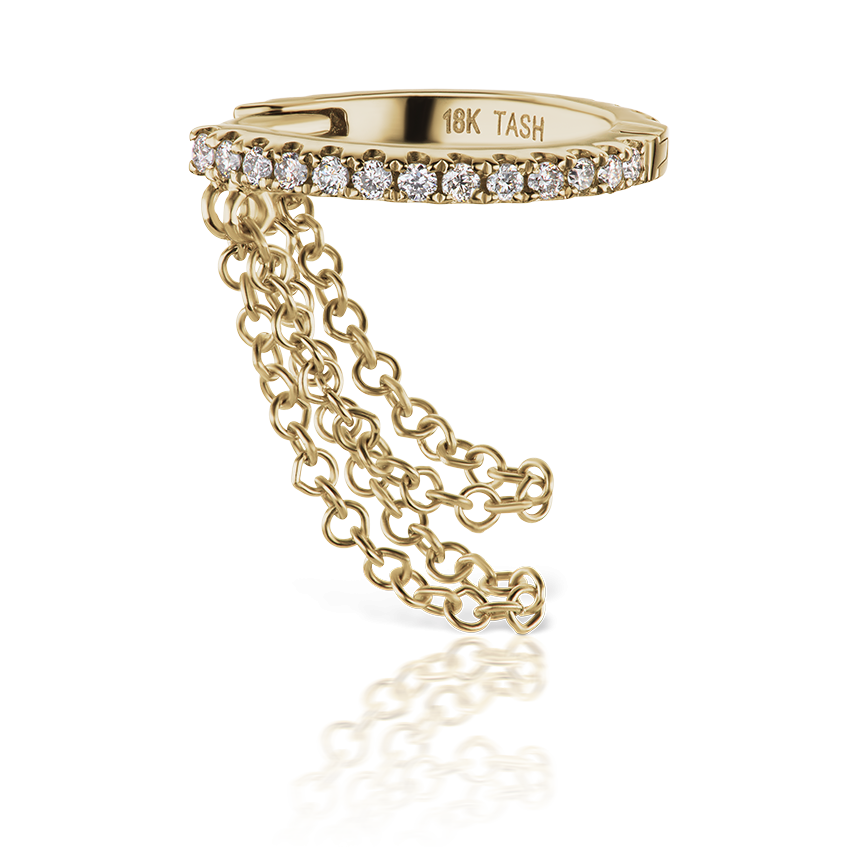 Diamond Eternity with Two Chains Hoop Earring